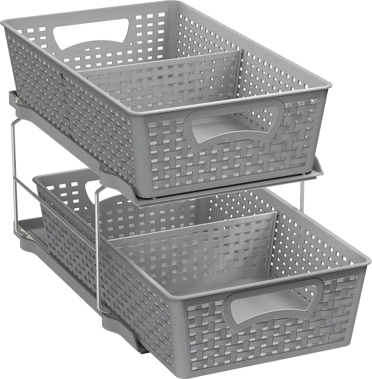 2 Tier Bathroom Storage Drawer Organizer (Gray) 8.3"L x 14.4"W x 9.8"H